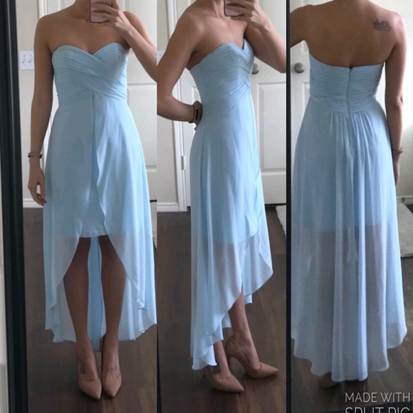 David's Bridal Dresses & Skirts - David’s Bridal baby blue high low formal prom gown